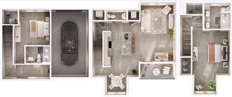 a floor plan of a 3 bedroom apartment